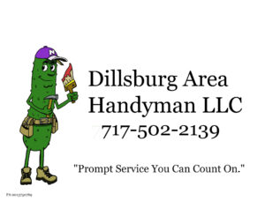 Dillsburg area Handyman LLC logo showing a cartoon pickle dressed as a handyman. Proud sponsor of Let Hope Grow
