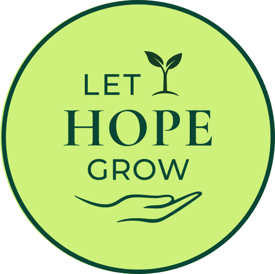 Let Hope Grow circle logo with lime green background and dark green border.