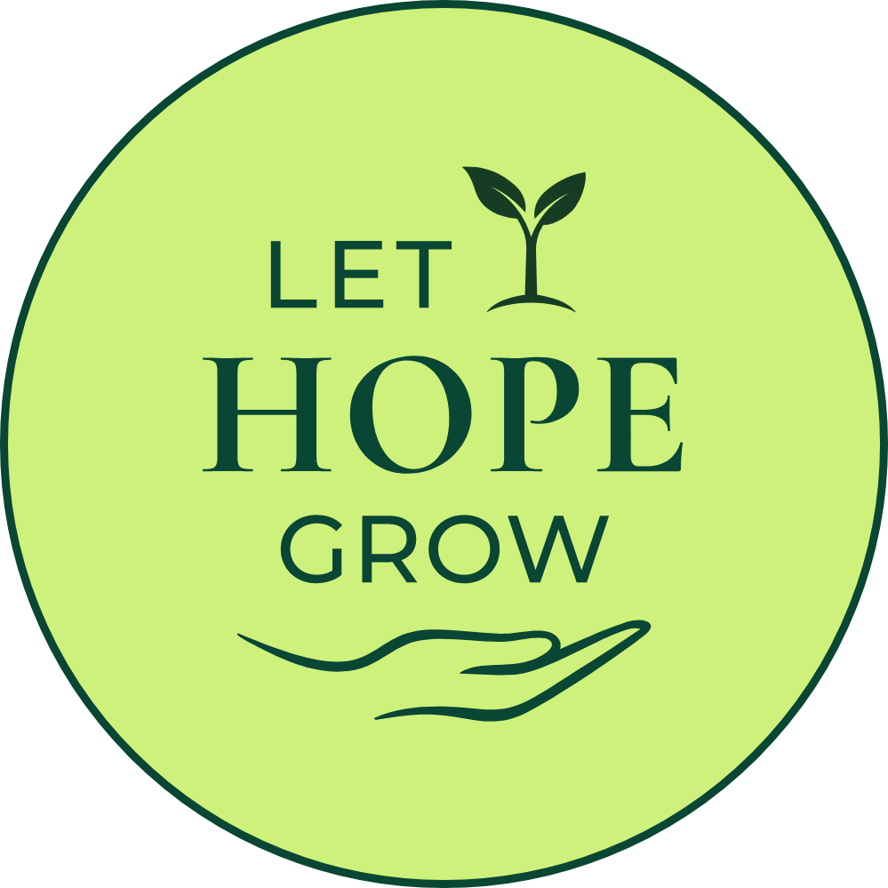 Let Hope Grow circle logo with lime green background and dark green border.